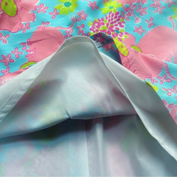 Lilly Pulitzer Skirt Size 10 Estimated Blue Pink Elephant Pattern Ribbon Detail - Picture 6 of 7